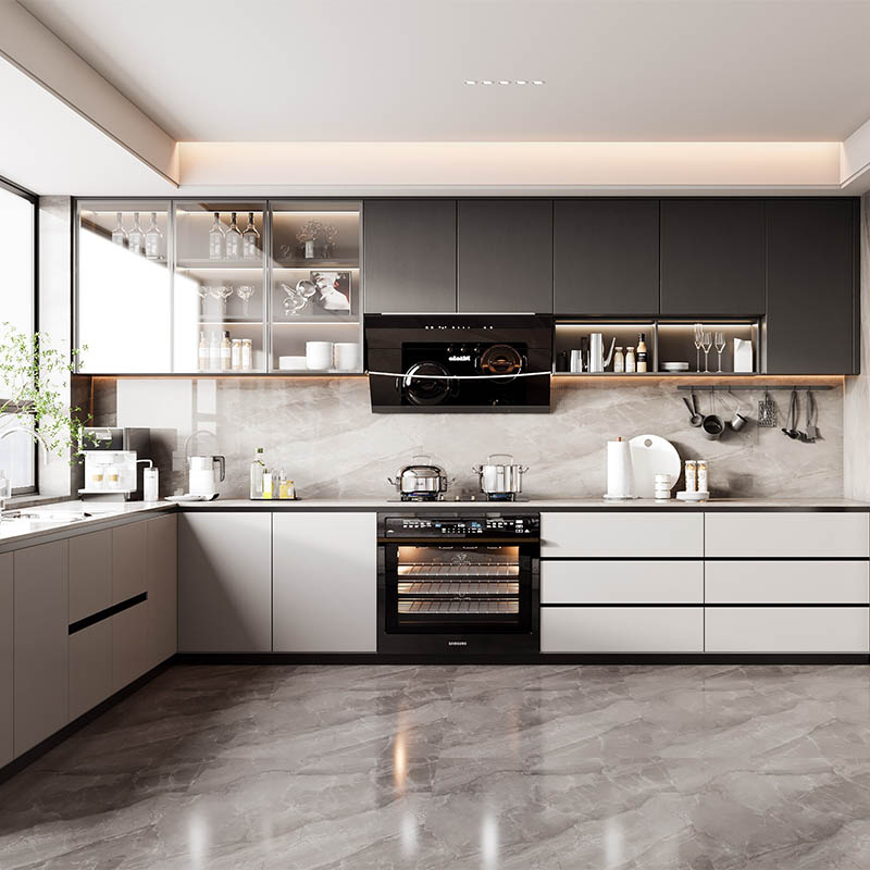 Multi-layer cabinet body, quartz stone countertop or stainless steel countertop, PET cabinet door Customization is available, with or without pictures. We're an authorized factory for major domestic and international panel brands, with our own team providing comprehensive support throughout the entire process, ensuring worry-free after-sales service.